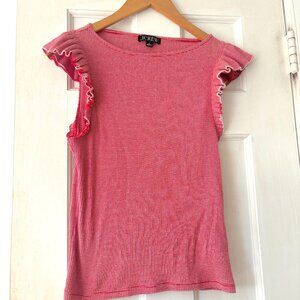 J.Crew Vintage Rib Ruffle Boatneck Top